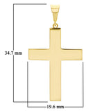 Italian 14k Yellow Gold Hollow 3D Plain Cross Charm Pendant 1.4" 2.2 grams