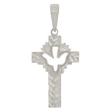 14k White Gold Cross Religious Charm Pendant 1.2" 1.7grams - White