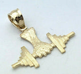 14k Yellow Gold Body Builder Weight Lifting Barbell Charm Pendant 0.8 gram