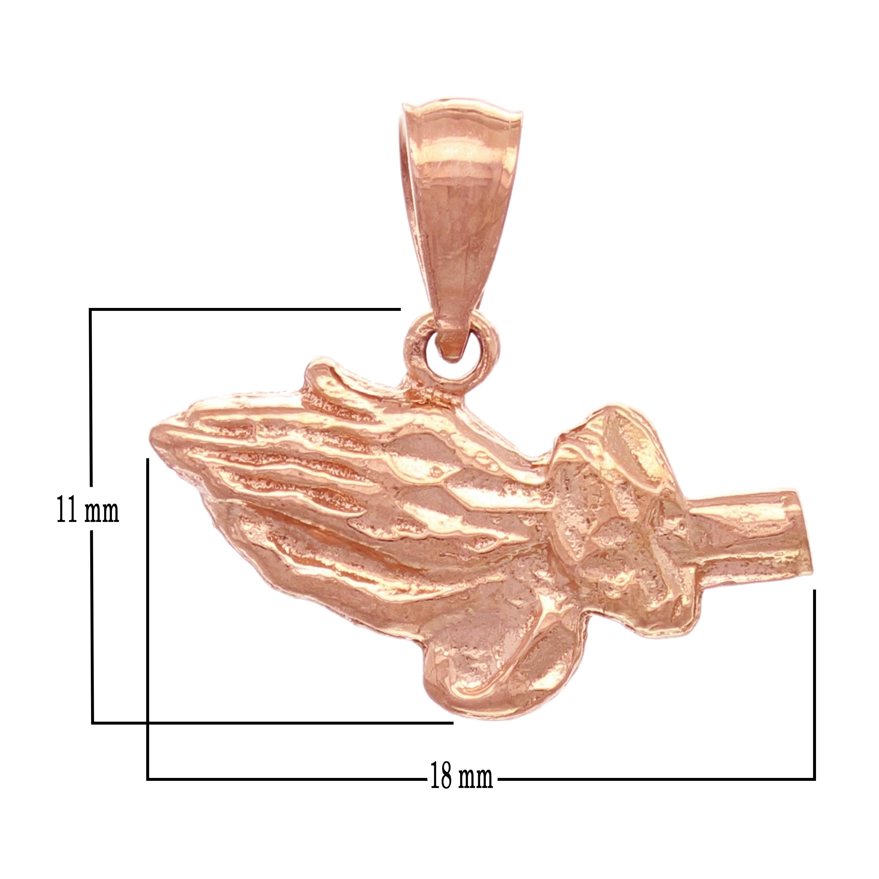14k Rose Gold Diamond Cut Praying Hands Charm Pendant 1.6 grams - Rose