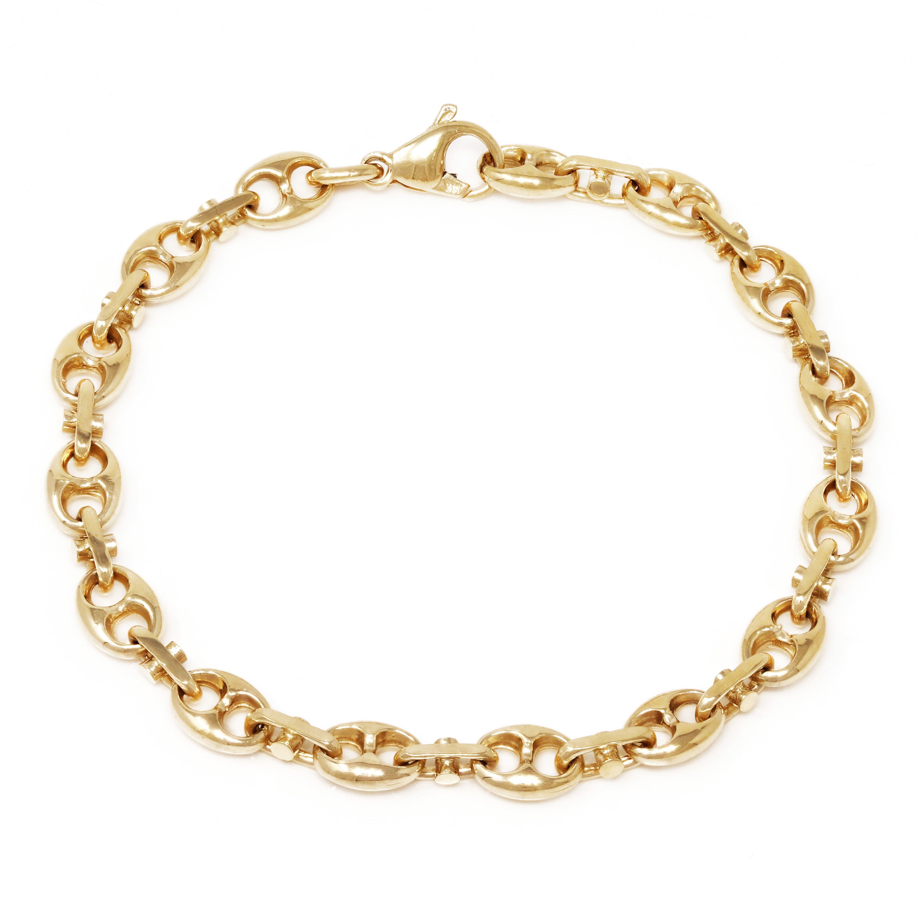 10k Yellow Gold Solid Puffy Mariner Chain Gucci Bracelet 9" 7.5mm 22.4 grams - 9"