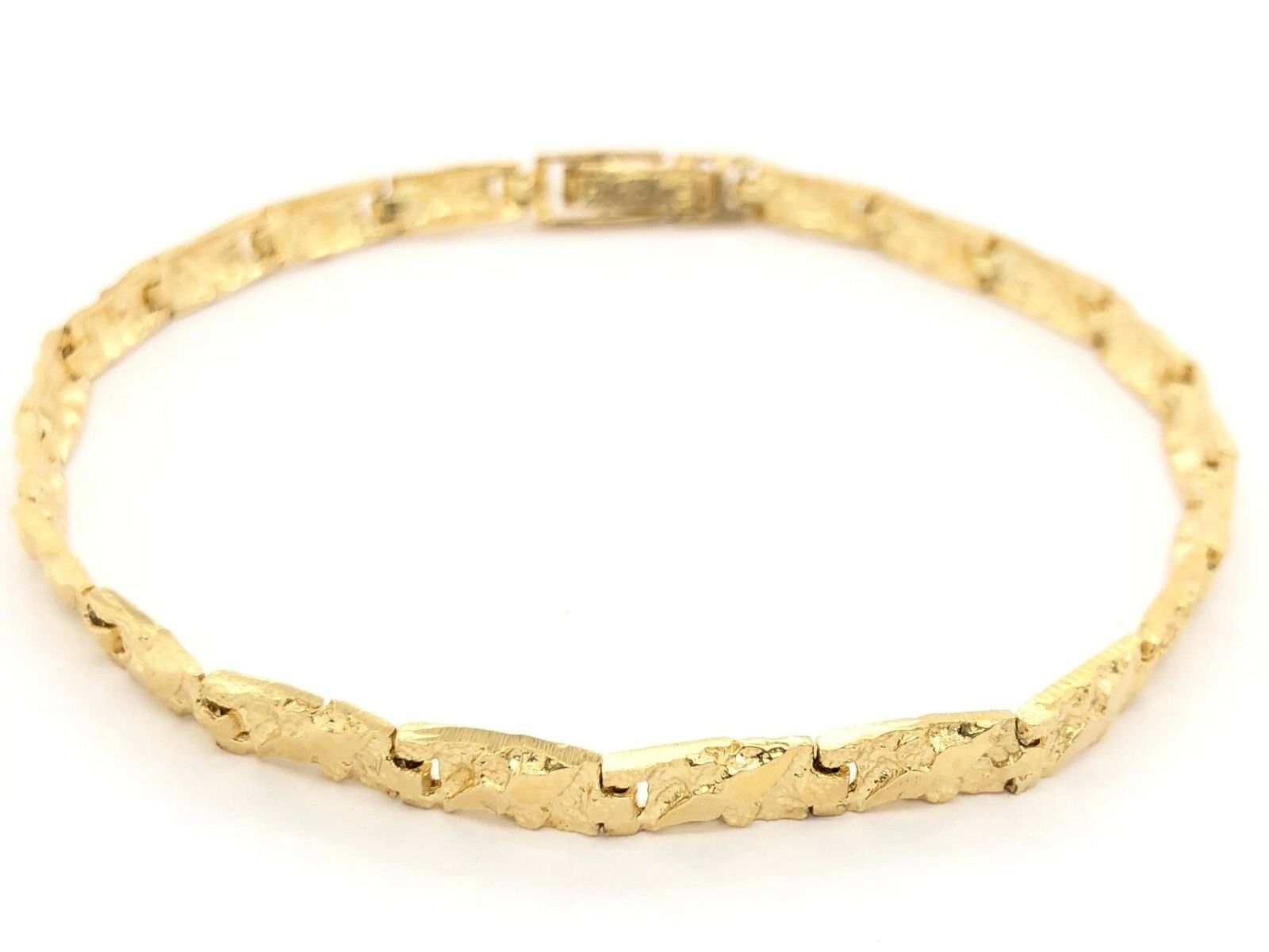 10k Yellow Gold Solid Nugget Bracelet 7"- 7.5" 4.75mm 8.5 grams - 7.5"