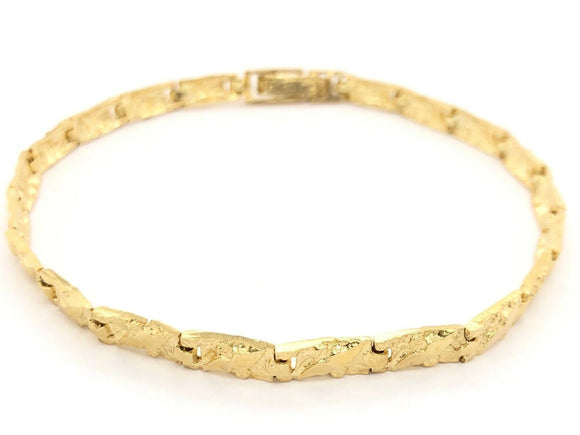 10k Yellow Gold Solid Nugget Bracelet 7