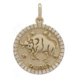 14k Yellow Gold Diamond Zodiac Sign Taurus Pendant - Taurus,Yellow
