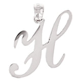 14k White Gold Initial Letter H Alphabet Charm Pendant - Letter H,White