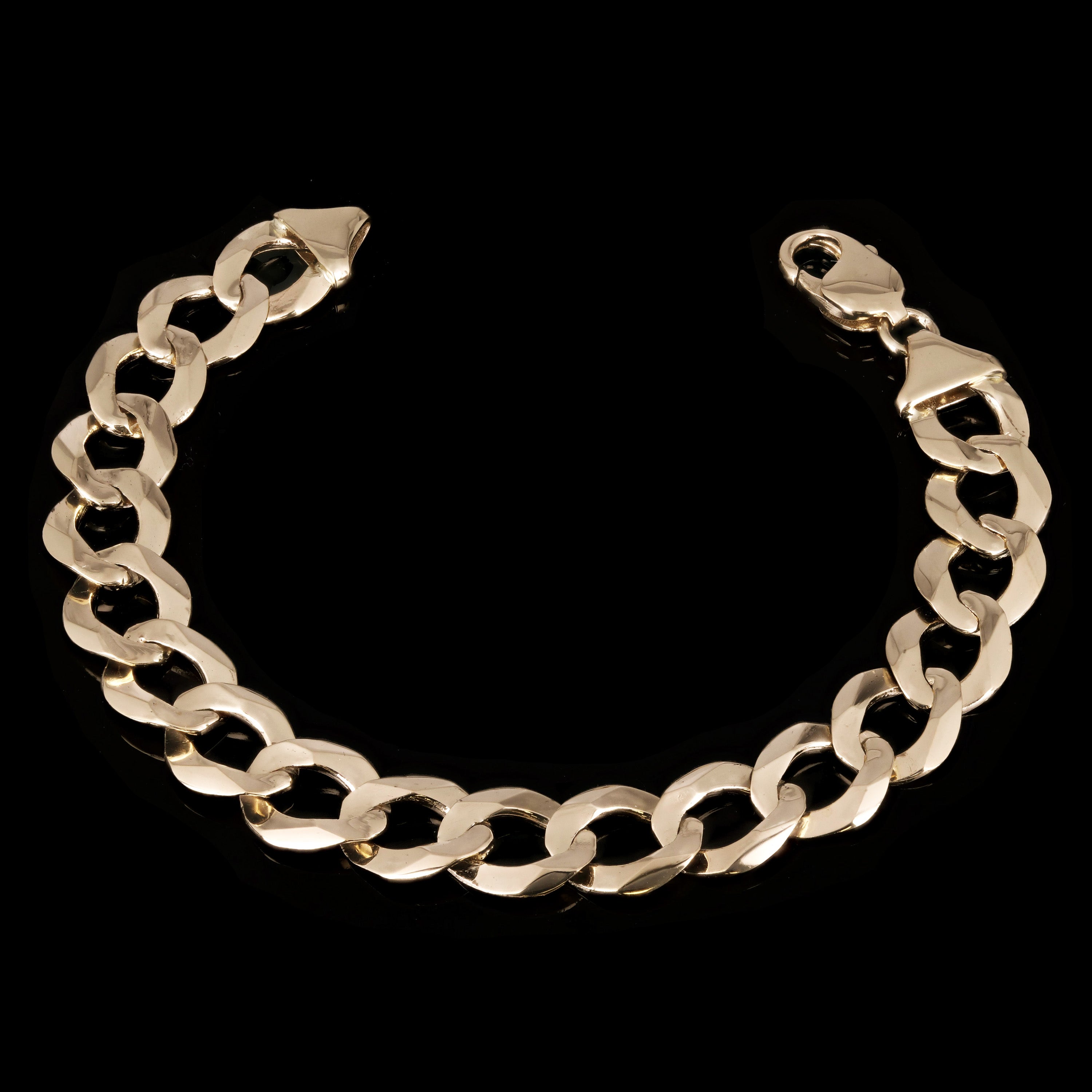 Men's 10k Yellow Gold Solid Flat Cuban Link Chain Bracelet 7" 11.5mm 17.5 grams