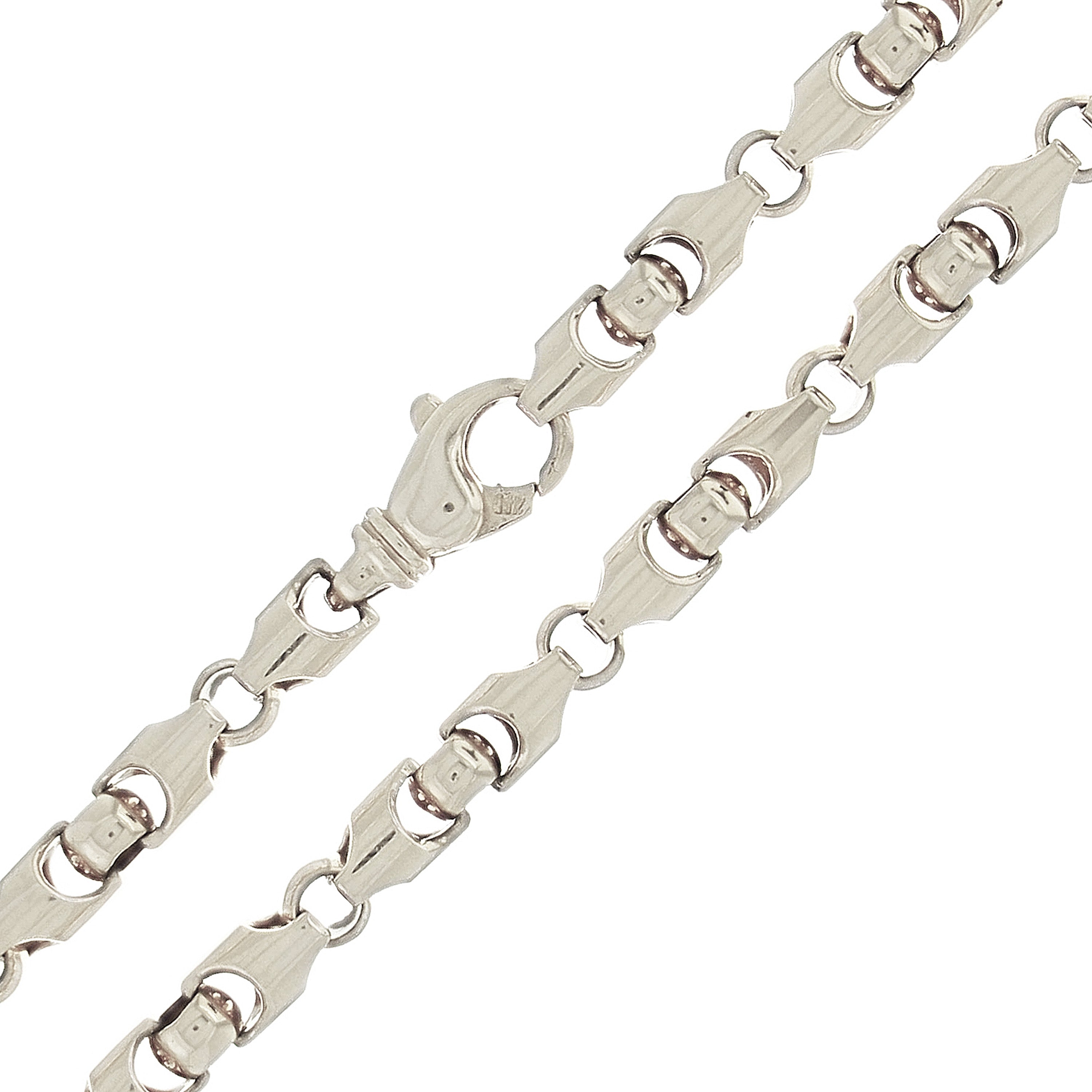 10k White Gold Solid Heavy Bullet Style Link Chain Necklace 20" 6mm 63.9 grams - White,20"