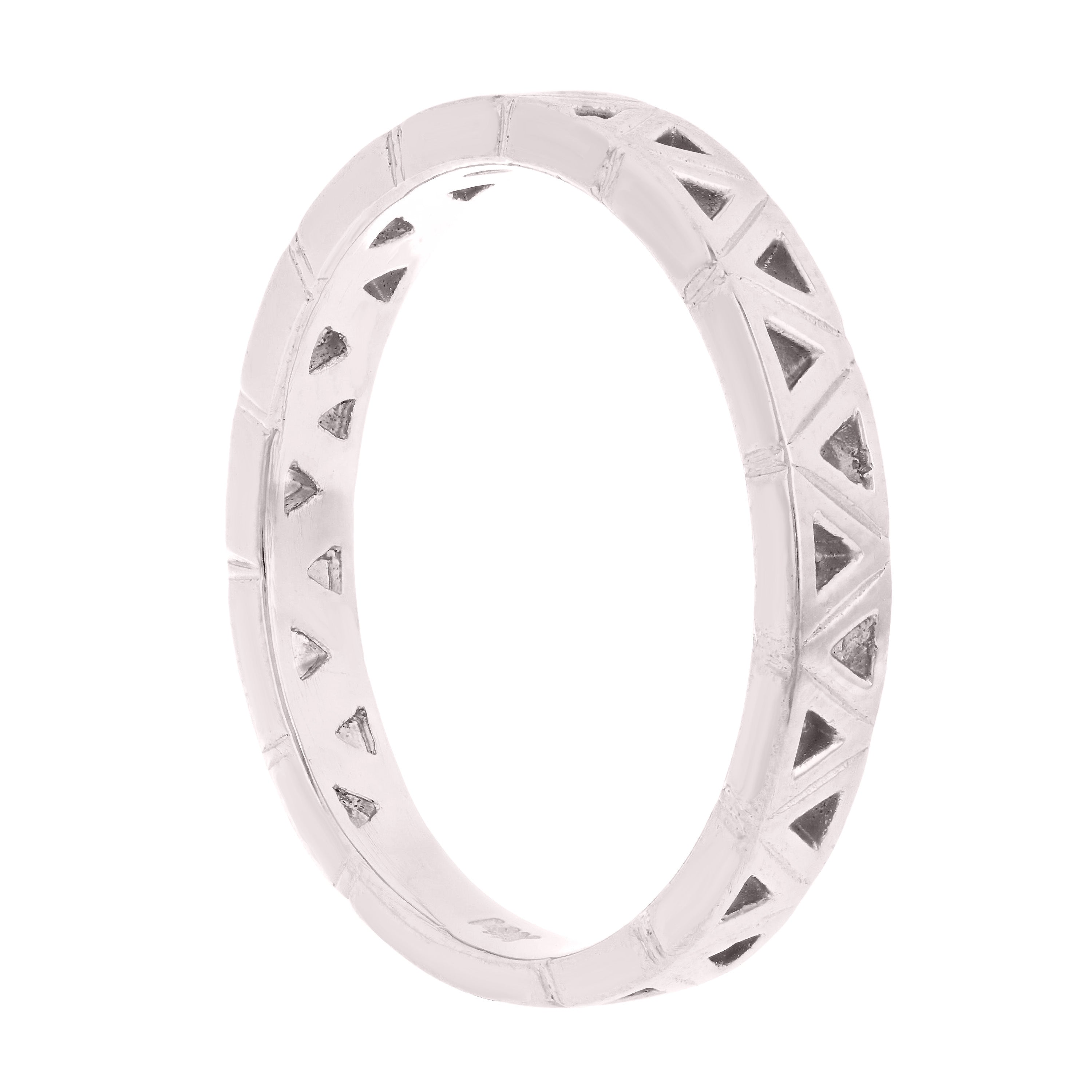 14k White Gold Rotating Triangle Cutout Stackable Ring 2.7 grams Size 6.5 - White