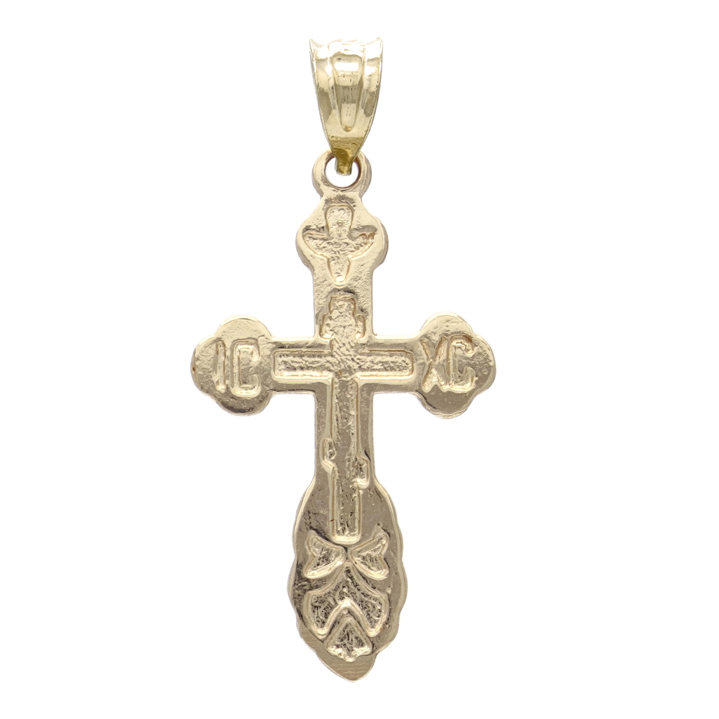 14k Yellow Gold The Saint Xenia Orthodox Cross Charm Pendant 2.1 grams - Yellow