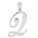 14k White Gold Initial Letter Q Alphabet Charm Pendant - Letter Q,White
