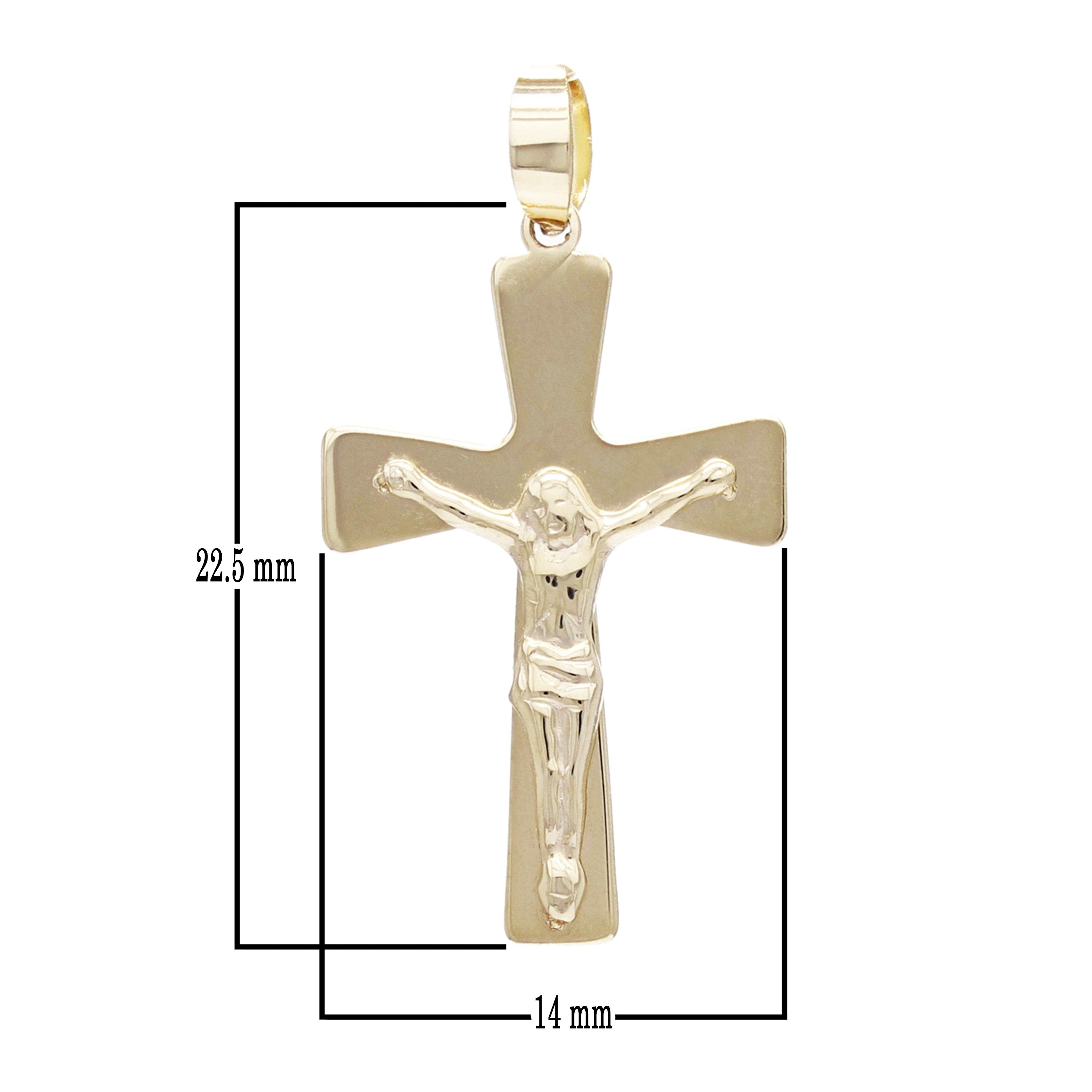 14k Yellow Gold Solid Flared Crucifix Cross Pendant 1.5 grams