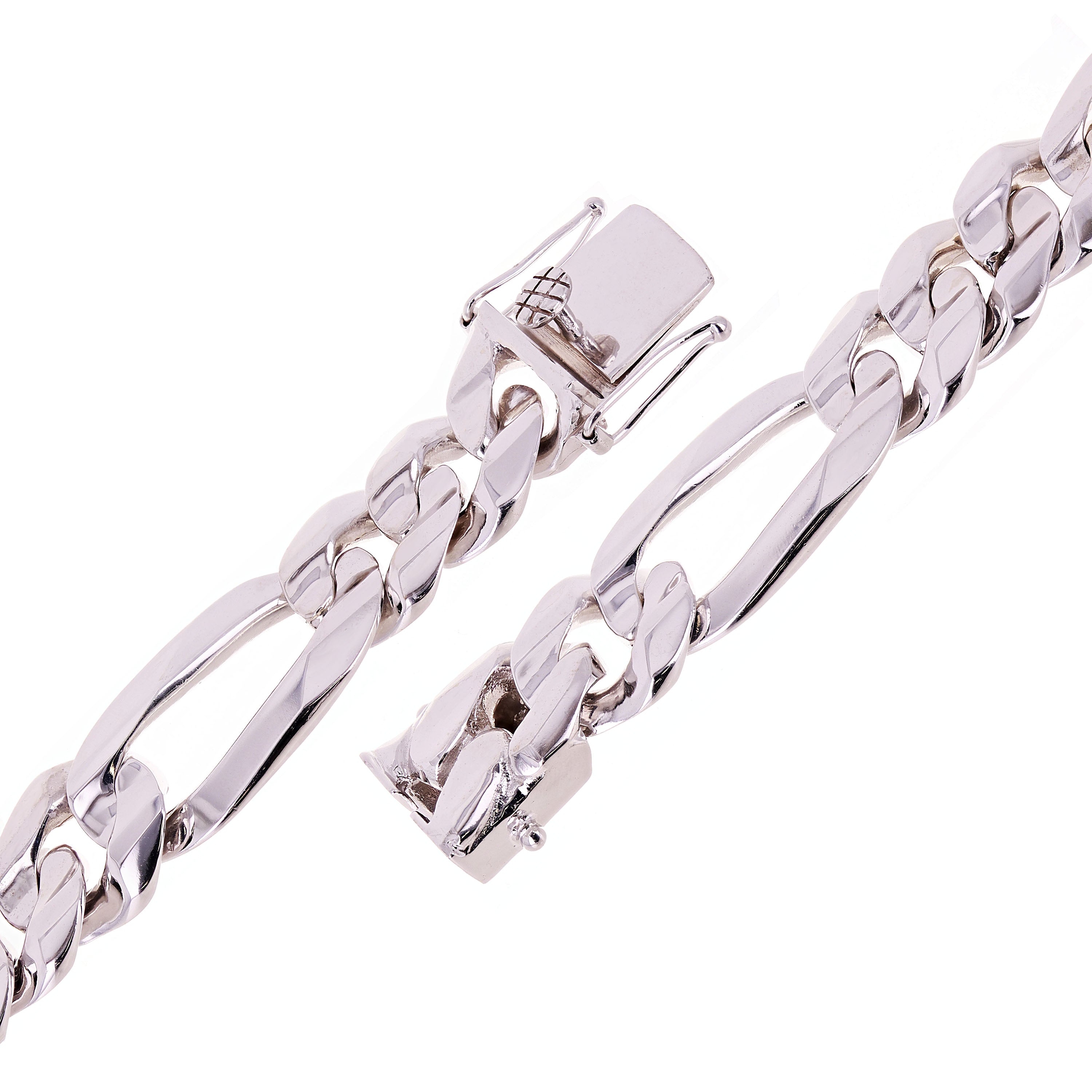 Men's 14k White Gold Solid Heavy Link Figaro Chain Bracelet 8" 17.5mm 107 grams - White,8"