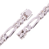 Men's 10k White Gold Solid Heavy Link Figaro Chain Bracelet 8" 17.5mm 95.5 grams - White,8"