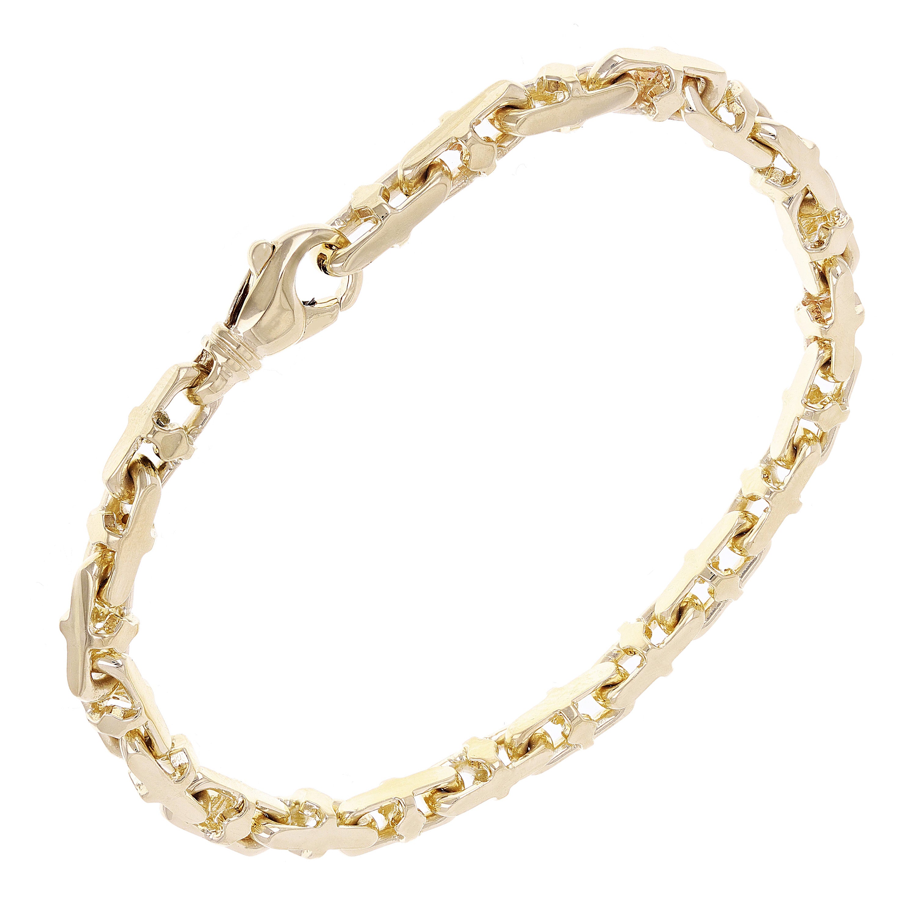 14k Yellow Gold Solid Handmade Link Fashion Bracelet 7" 4.3mm 13.5 grams - 7"