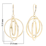 Italian 14k Yellow Gold Polished Triple Round Entwined Dangle Earrings 2" 4.1g