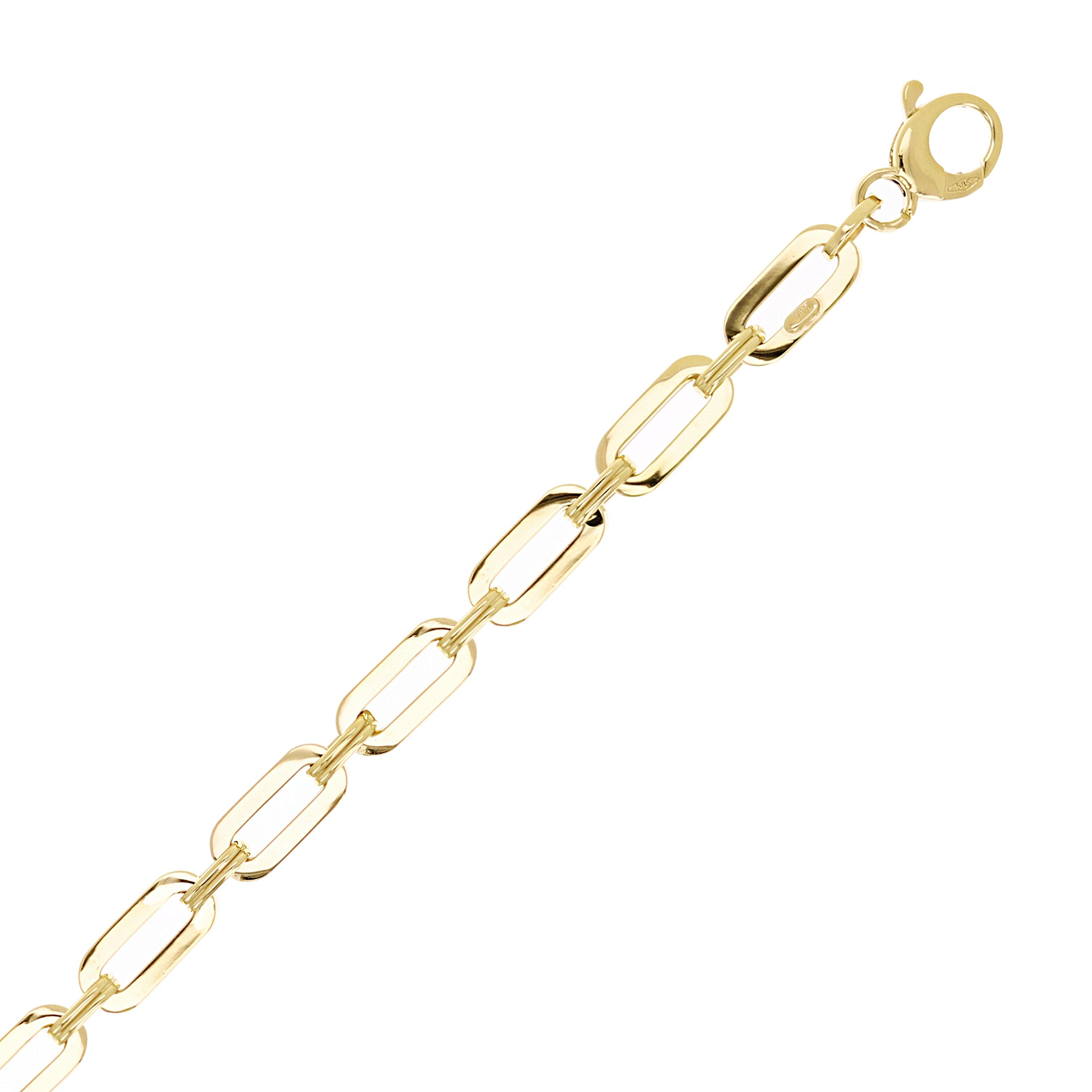 Italian 14k Yellow Gold Paper Clip Link Chain Bracelet 8.25" 5.5mm 4.7 grams