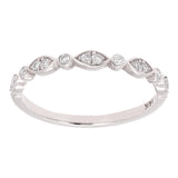 14k White Gold Diamond Accent Leaf Design Stacking Ring - White,Size 5.5
