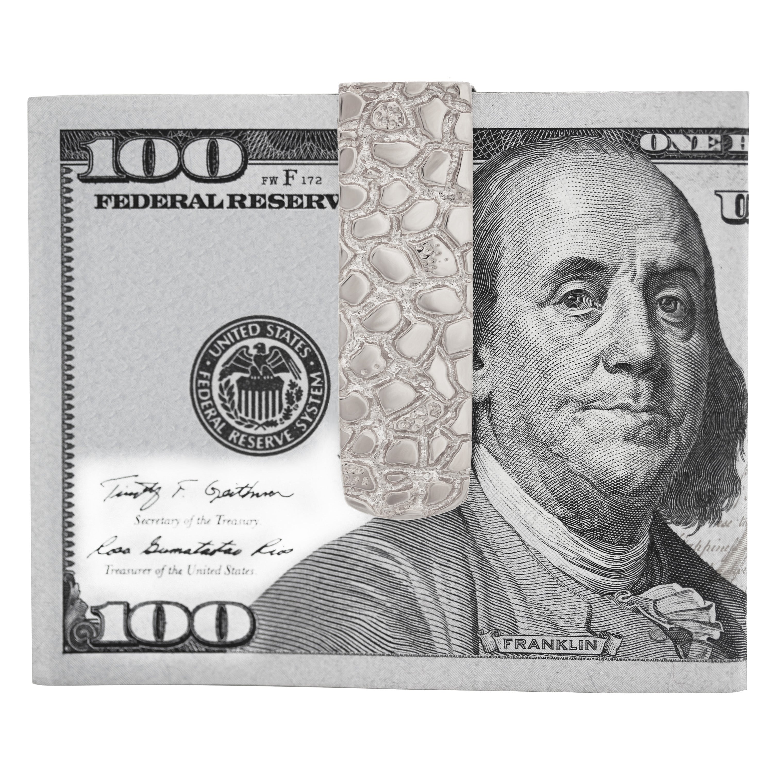 Men's 10k White Gold Solid Nugget Money Clip Money Holder 1.8" 11.5 grams - White