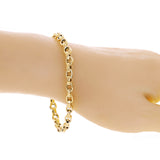 Italian 14k Yellow Gold Hollow Oval Link Rolo Chain Bracelet 7.5" 6.2mm 4.7grams