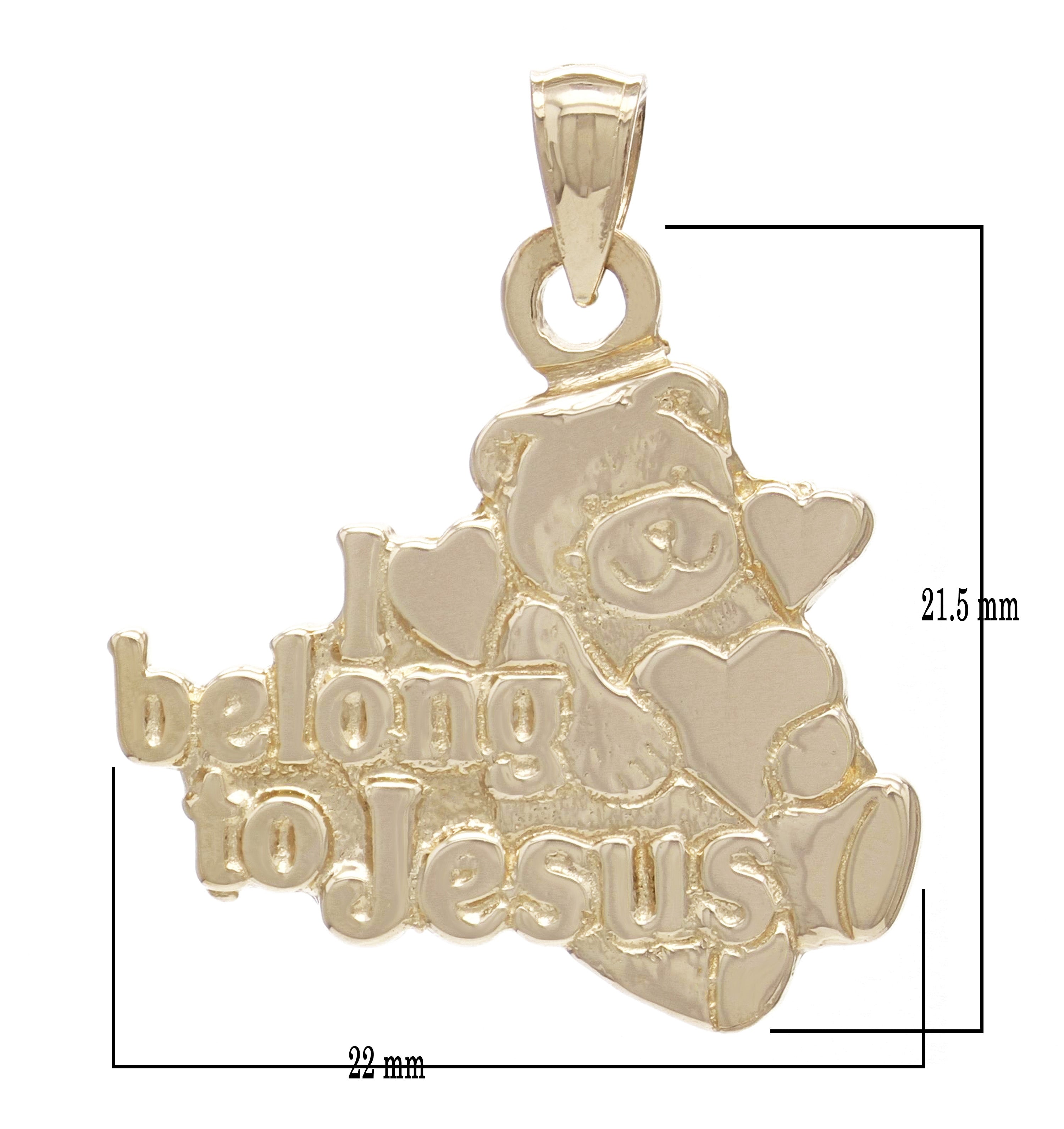 14k Yellow Gold Teddy Bear I Belong To Jesus Charm Pendant 5.2grams - Yellow