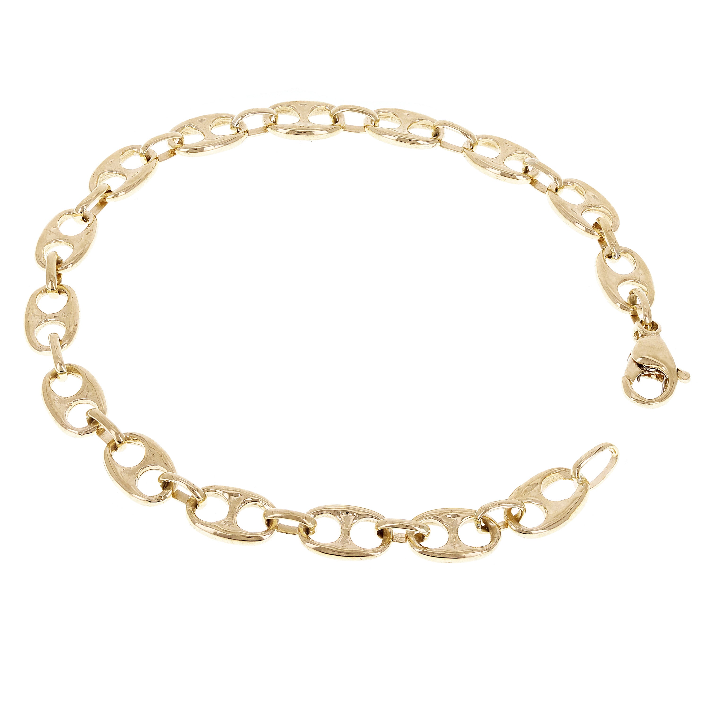 10k Yellow Gold Solid Gucci Mariner Link Chain Bracelet 8mm 7" - 9"
