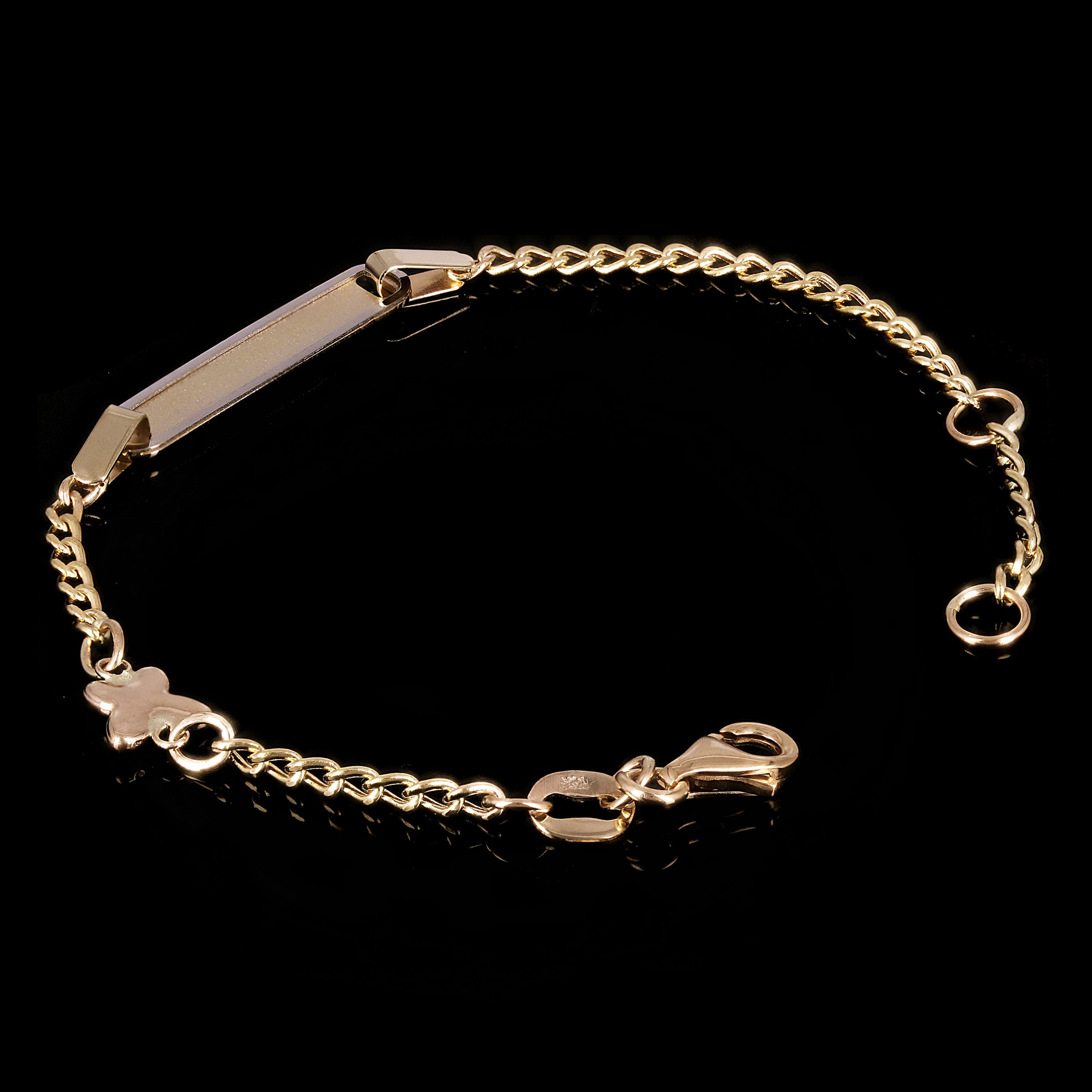 Italian 14k Yellow Gold Engravable Butterfly Charm Baby Kids ID Bracelet 5.5"