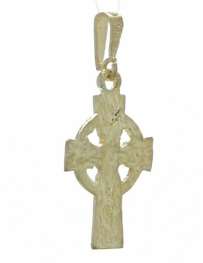 10k Yellow Gold Solid Celtic Cross Diamond Cut Religious Charm Pendant 1.9 grams