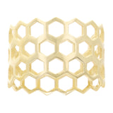 14k Yellow Gold Honeycomb Stackable Ring 11.8 mm Size 6.5 2.3 grams