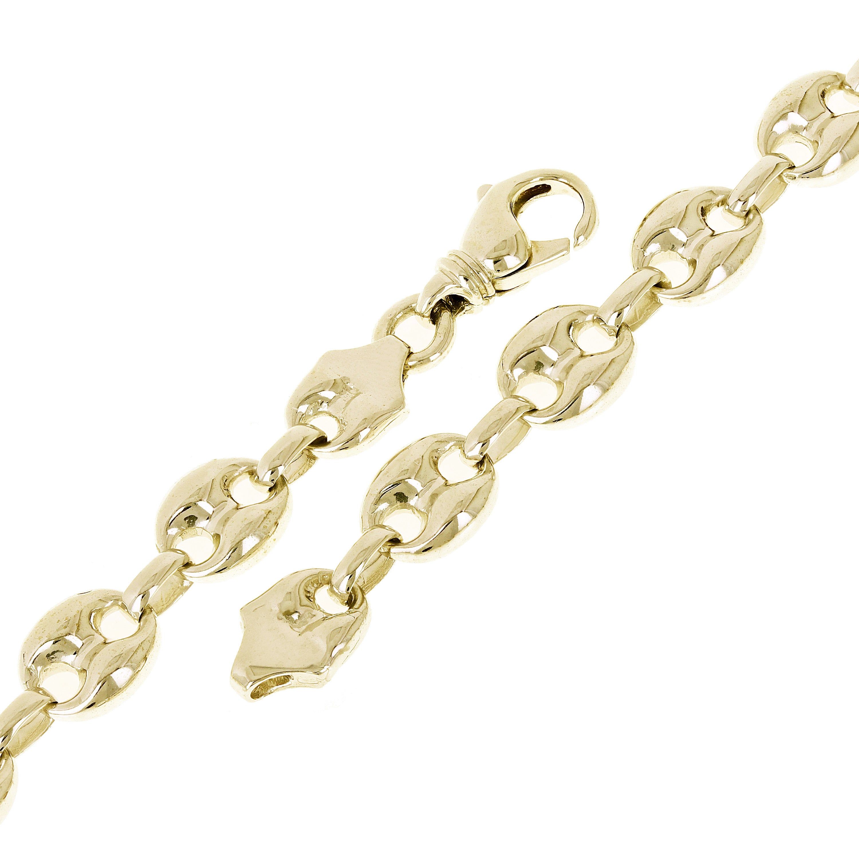 14k Yellow Gold Solid Puffy Mariner Chain Gucci Bracelet 8.75" 11.7mm 60 grams - Yellow,8.75"