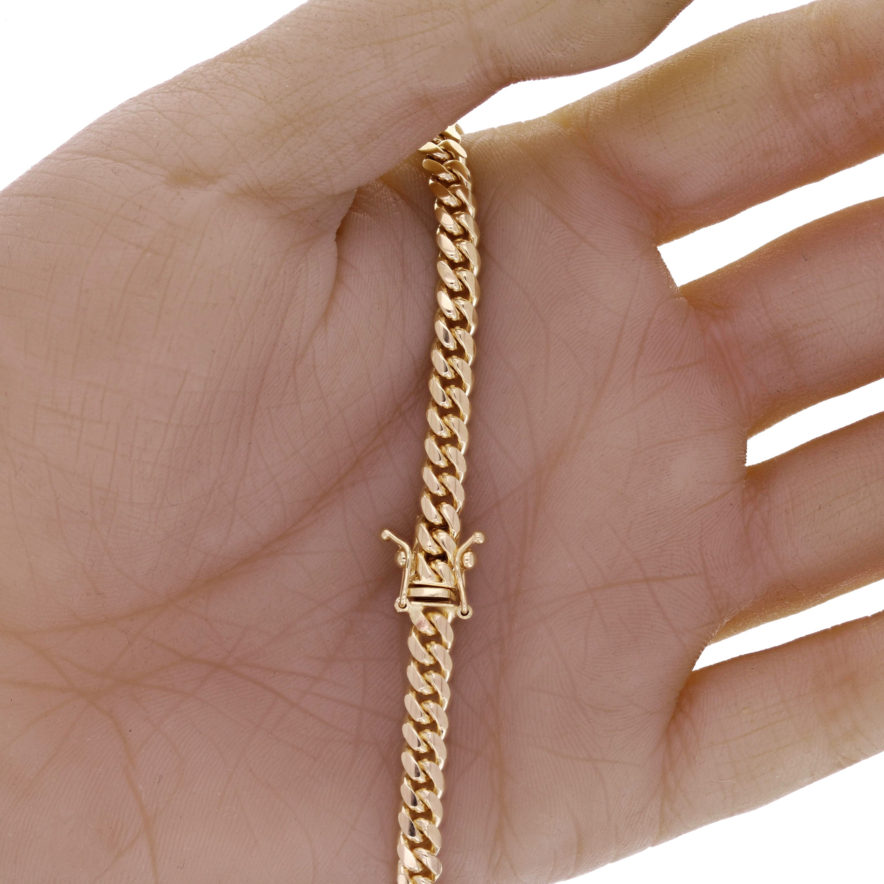 Italian 14k Yellow Gold Solid Miami Cuban Chain Bracelet 8.5" 5mm 19.2 grams - 8.5" 19.2 grams