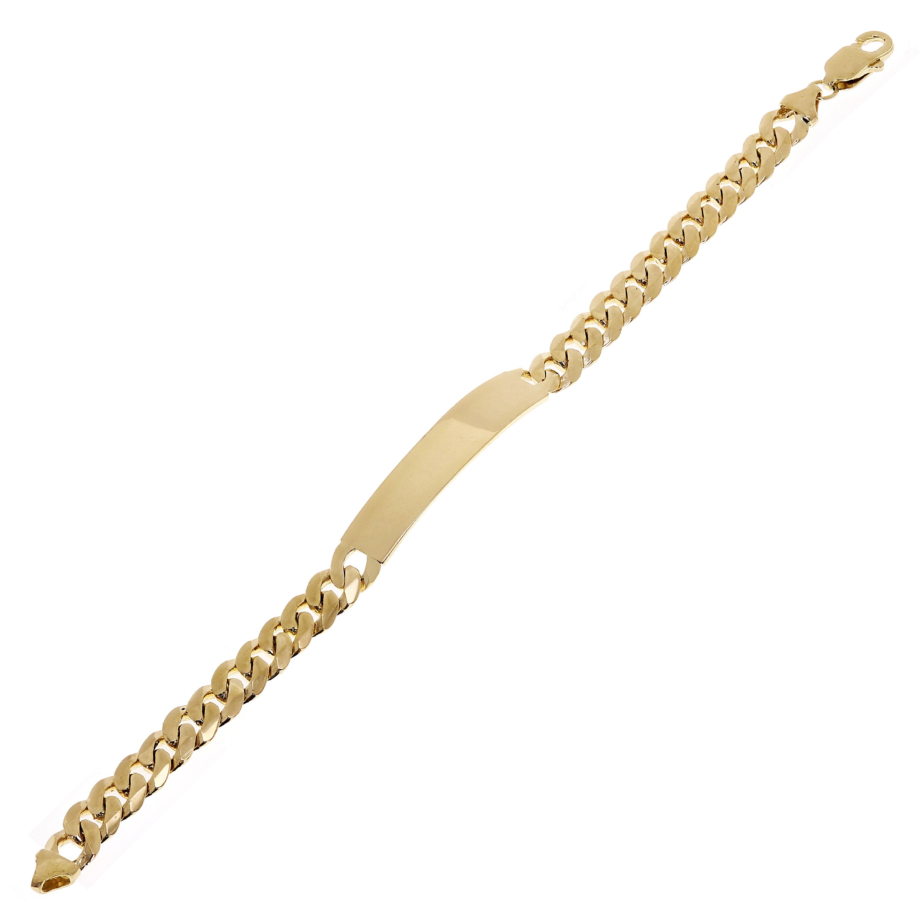 10k Yellow Gold Solid Curb Cuban Link ID Chain Bracelet 7" - 9" 10.2mm
