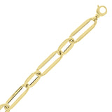 Italian 14k Yellow Gold Hollow Oval Paper Clip Bracelet 8.5" 9.8mm 7.6 grams