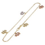 14k Tri Color Gold Elephant Charm Anklet Bracelet 10" 1.9mm 4.9 grams