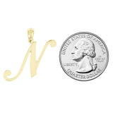 14k Yellow Gold Initial Letter N Alphabet Charm Pendant - Letter N,Yellow