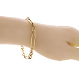 Italian 14k Yellow Gold Hollow Paper Clip Chain Bracelet  8" 6.5mm 4 grams