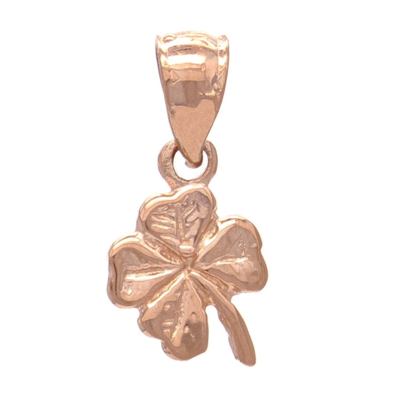 14k Rose Gold Solid Small Irish Lucky Four Leaf Clover Charm Pendant 0.7 gram - Rose