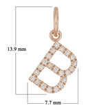 14k Rose Gold Diamond Initial Letter B Charm Pendant - Letter B,Rose