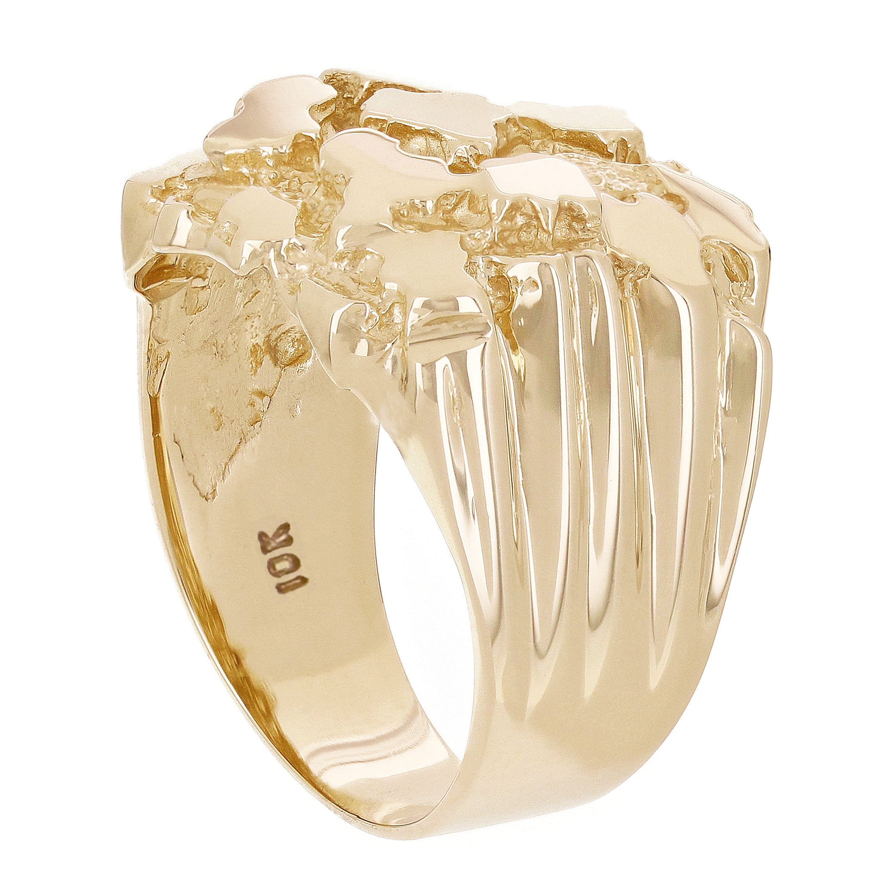 Men's 10k Yellow Gold Solid Heavy Nugget Ring Band 20mm Size 7.5 -  9.3 grams - Ring Size 7.5 9.3 grams