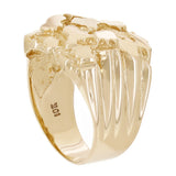 Men's 10k Yellow Gold Solid Heavy Nugget Ring Band 20mm Size 7.5 -  9.3 grams - Ring Size 7.5 9.3 grams