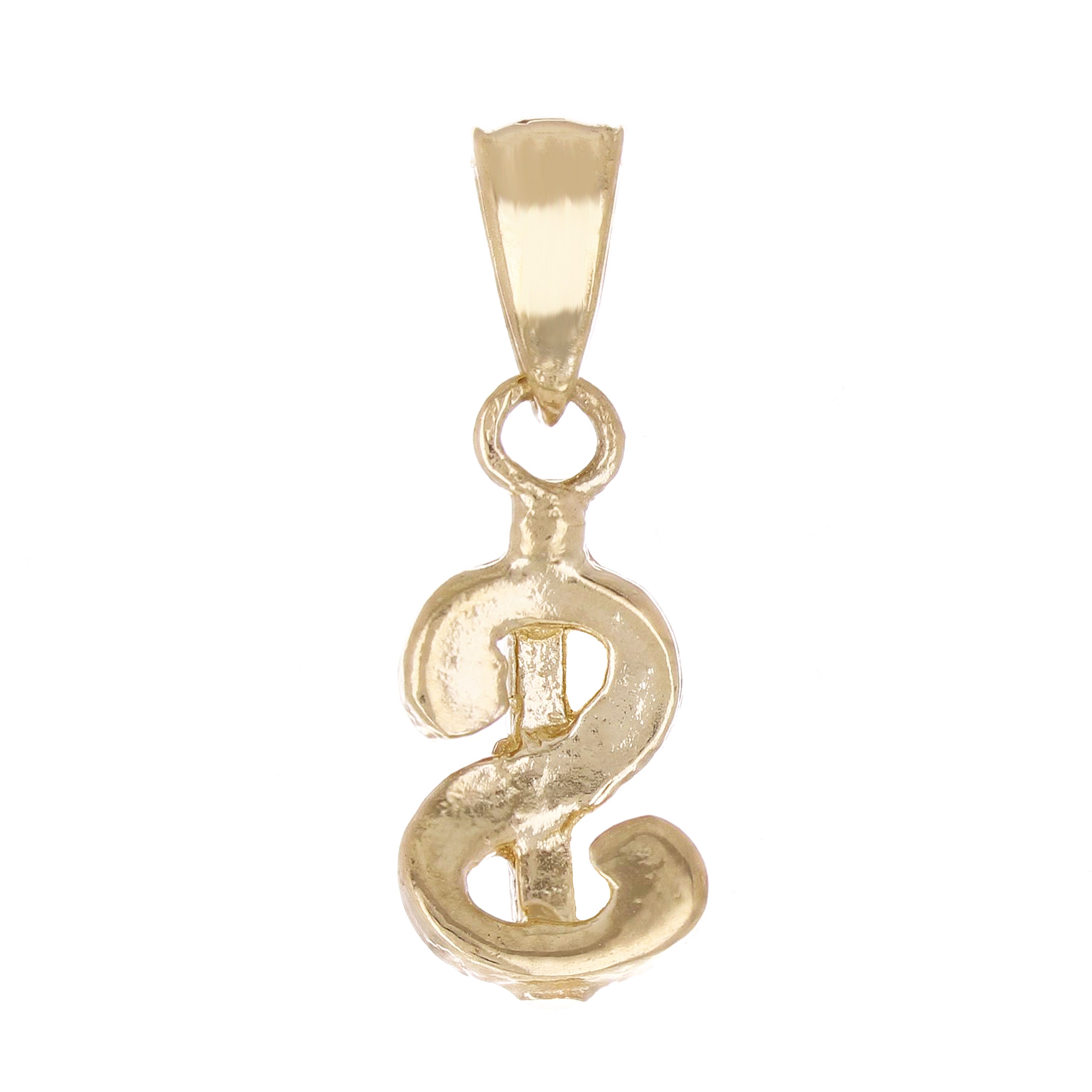 14k Yellow Gold 3D Dollar Sign Charm Pendant 19.3mm x 6.8mm 1 gram