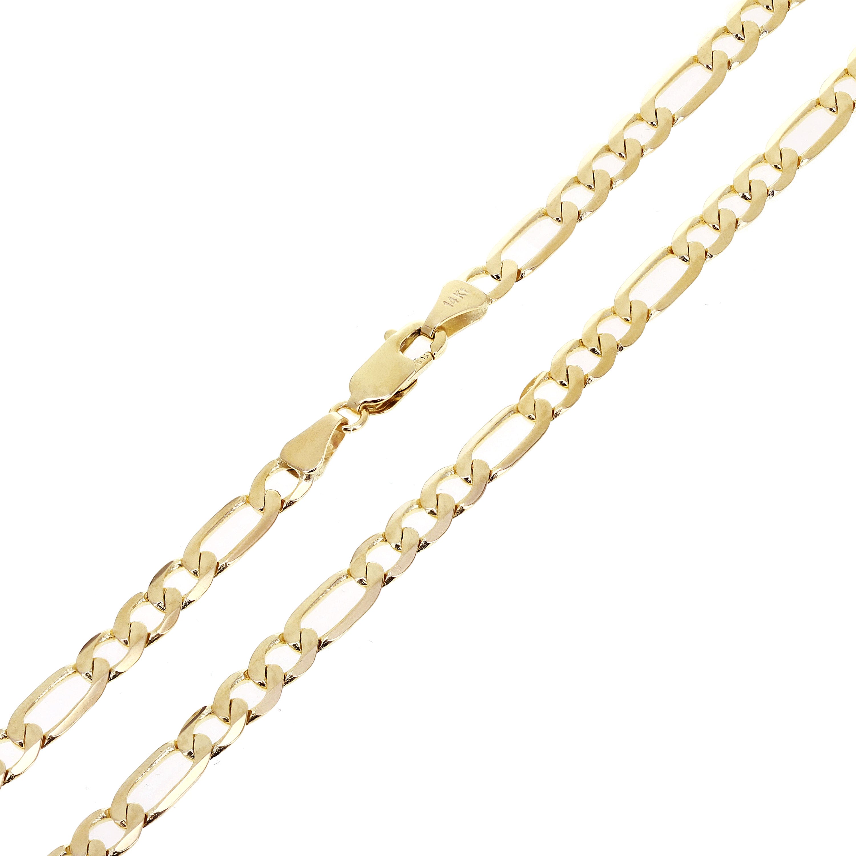 Men's Italian 14k Yellow Gold Solid Figaro Chain Necklace 22" 4.9mm 16.7 grams - 22"