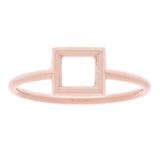 14k Rose Gold Bright Polished Open Polygon Square Slim Stackable Ring Size 7 - Rose