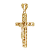 Italian 14k Yellow Gold 3D Diamond Cut Crucifix Cross Charm Pendant 1.2" 2.2gram