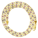Italian 14k Tri-Color Gold Diamond Cut Valentino Chain Necklace 18" 4mm 9 grams - 18" 9 grams