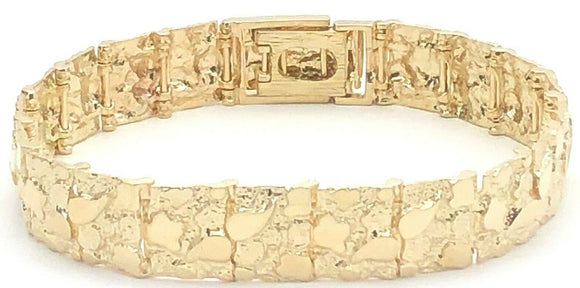 14k Yellow Gold Nugget Bracelet Adjustable 8.5- 9