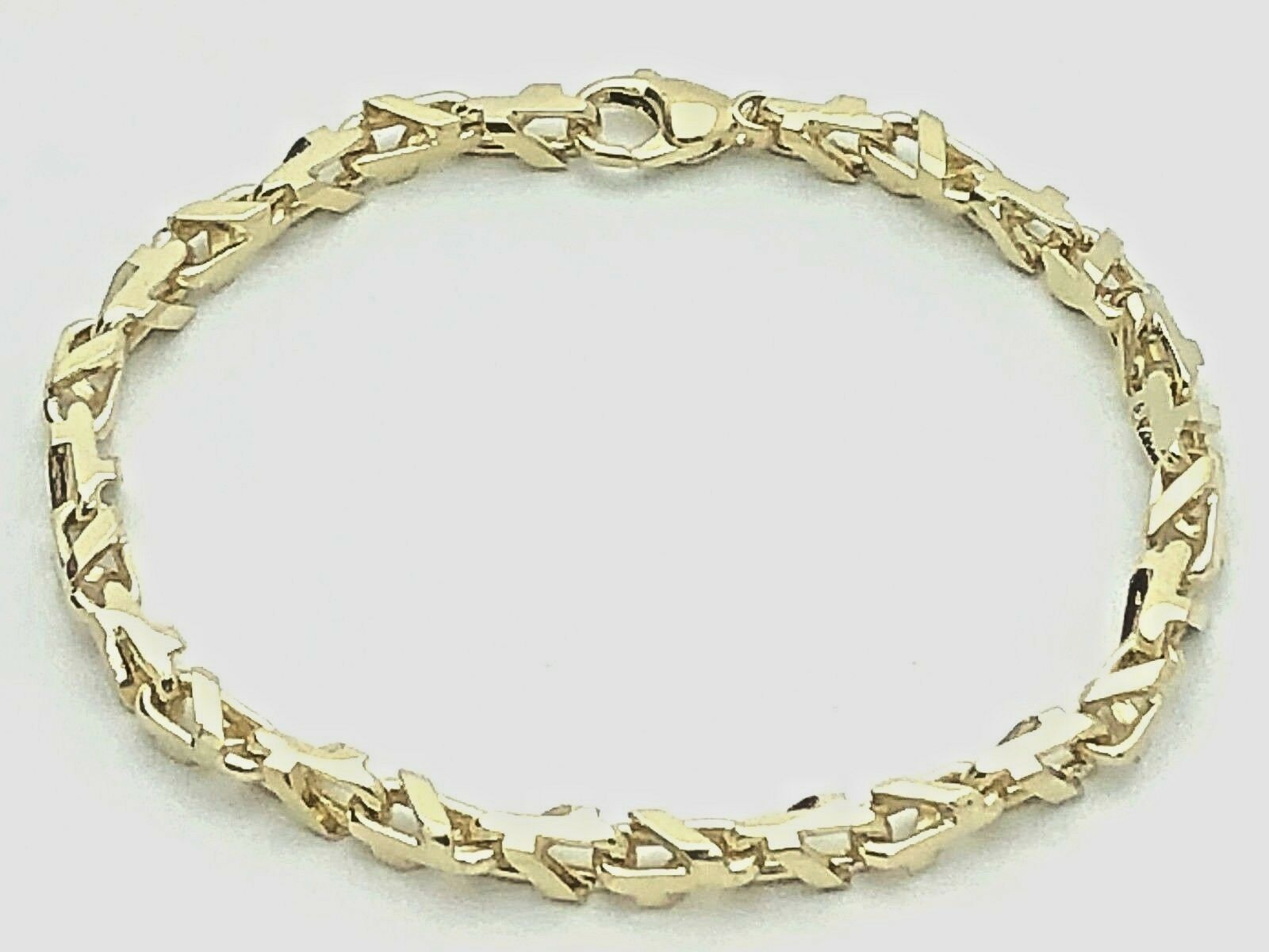 Men's 14k Yellow Gold Handmade Fashion Link Bracelet 8.5" 4.7mm 21.9 grams - 8.5"