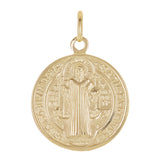 14k Yellow Gold Round Saint Benedict Medal Charm Pendant 3.7 grams