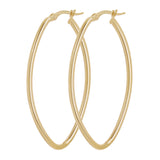Italian 14k Yellow Gold Polished Oval Dangle Hoop Earrings 1.8" 2mm 1.8 grams