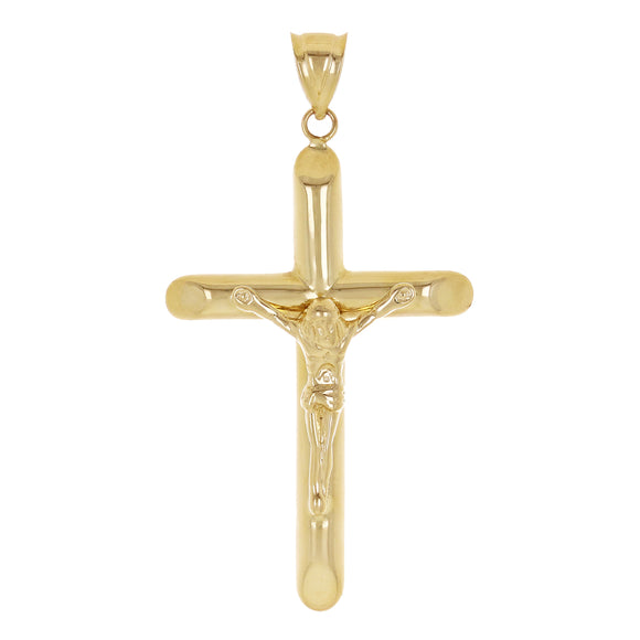 Italian Hollow 14k Yellow Gold Crucifix Cross Charm Pendant 1.7