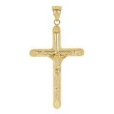 Italian Hollow 14k Yellow Gold Crucifix Cross Charm Pendant 1.7" 2.1 grams